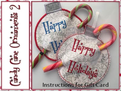 Candy Cane Ornaments 2 Embroidery Machine Design