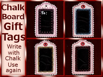 Chalk Board Gift Tags Embroidery Machine Design