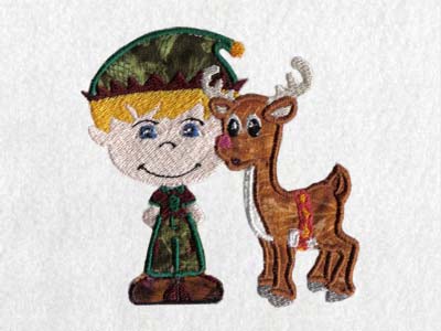Cute Christmas Elves Embroidery Machine Design