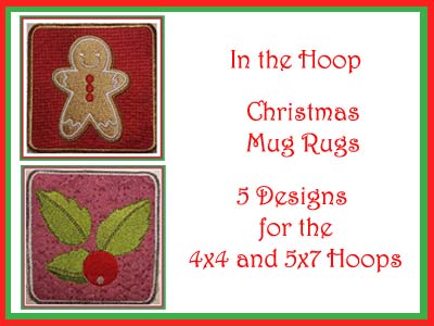 Christmas Mug Rugs In The Hoop