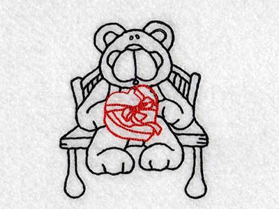 Color Line Sweetheart Bears Embroidery Machine Design