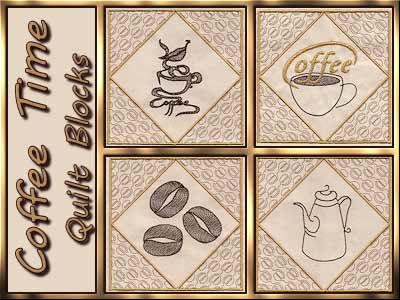 Coffeetime Quilt Blocks Embroidery Machine Design