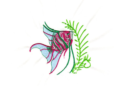 Colorful Tropical Fish Embroidery Machine Design
