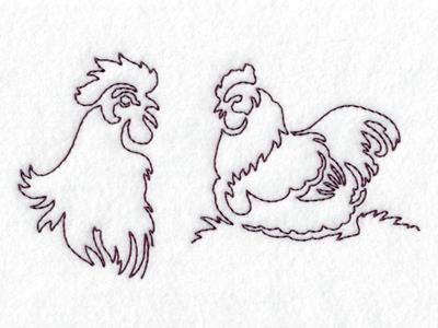 Continuous Line Chickens Embroidery Machine Design
