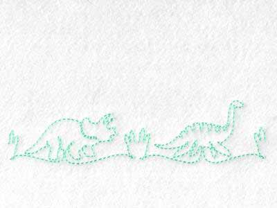 Continuous Line Dino Borders Embroidery Machine Design