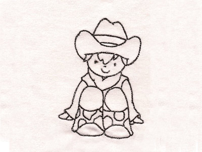 Redwork Cowboys Embroidery Machine Design