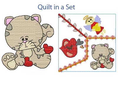 Crazy Love Valentine Kitties Embroidery Machine Design