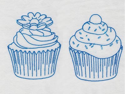 Cupcake Blues Embroidery Machine Design