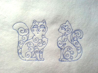 Curly Kitten Line Art Embroidery Machine Design