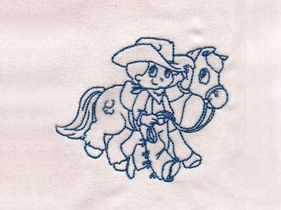 Cute Cowboy Redwork Embroidery Machine Design