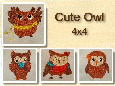Cute Owls Embroidery Machine Design
