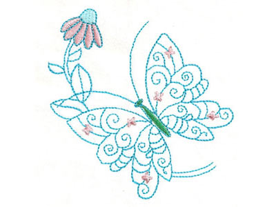 Colorwork Butterfly Flowers Embroidery Machine Design