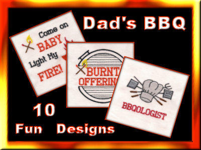 Dads BBQ Embroidery Machine Design