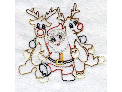 Line Art Dancing Christmas Embroidery Machine Design