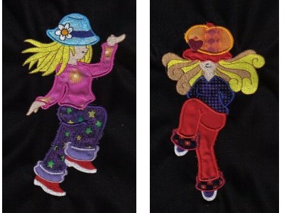 Applique Dancing Sunbonnets Embroidery Machine Design