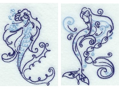 Art Deco Mermaids Embroidery Machine Design