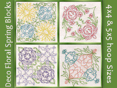 Deco Spring Floral Blocks Embroidery Machine Design