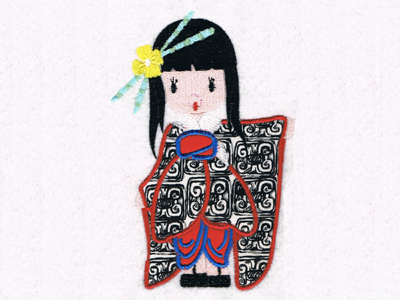 Delightful Applique Geishas Embroidery Machine Design