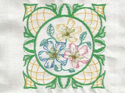 Elegant Flower Blocks Embroidery Machine Design