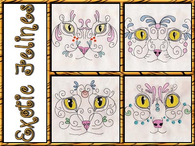 Exotic Felines Embroidery Machine Design