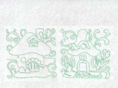 Continuous Line Fairy Houses Embroidery Machine Design