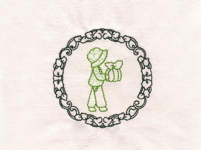 Fall Sunbonnet Kids Embroidery Machine Design