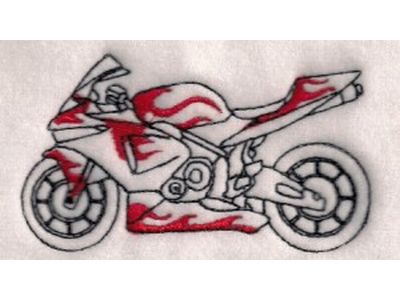 Flame Super Bikes Embroidery Machine Design