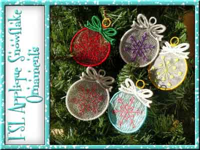FSL Applique Snowflake Ornaments Embroidery Machine Design