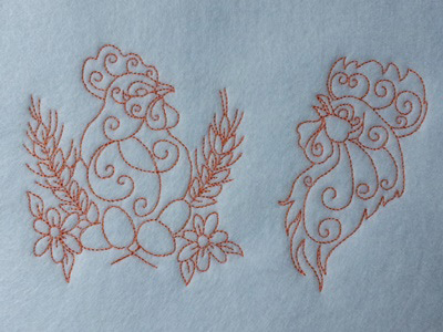 Golden Hens and Roosters Embroidery Machine Design