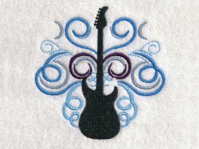 Guitars Embroidery Machine Design