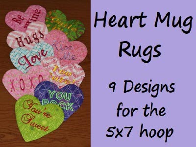 Heart Mug Rugs Embroidery Machine Design