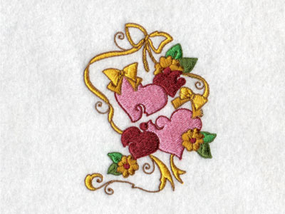 Hearts and Ribbons Embroidery Machine Design