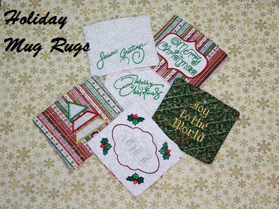 Holiday Mug Rugs Embroidery Machine Design