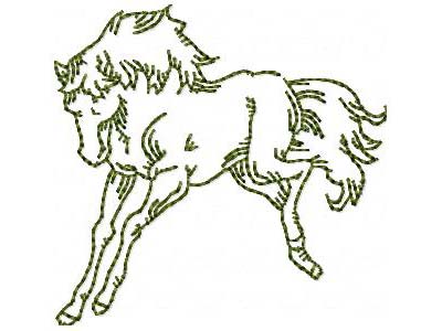 Horses Redwork Embroidery Machine Design