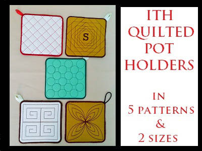 In The Hoop Quilted Pot Holders Embroidery Machine Design