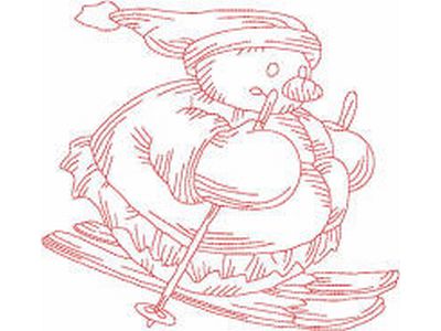 JN Snowman Skiing Embroidery Machine Design