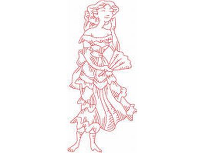 JN Victorian Lady Vintage Embroidery Machine Design