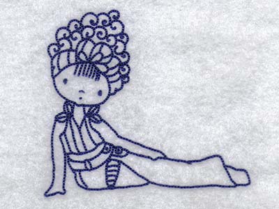 Line Art Fashion Girl Embroidery Machine Design