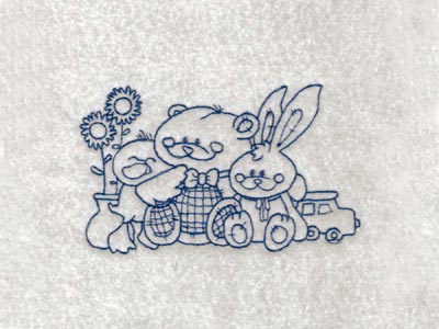 Line Art Teddy Bears Embroidery Machine Design