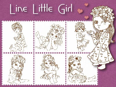 Line Little Girls Embroidery Machine Design