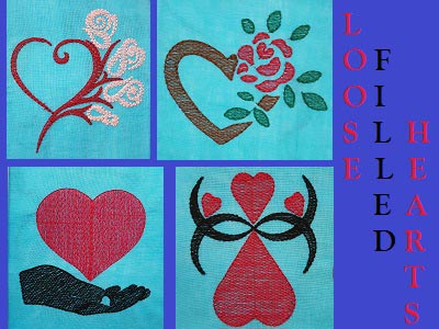 Loose Filled Hearts Embroidery Machine Design