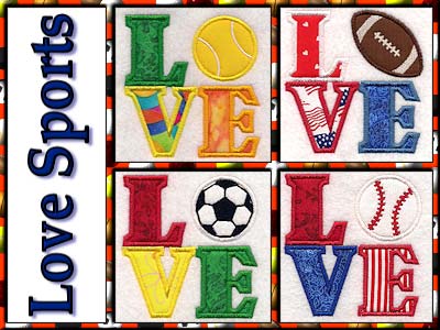 Love Sports Embroidery Machine Design