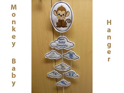 Monkey Baby Hanger Embroidery Machine Design