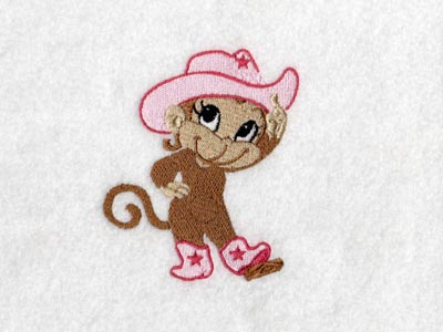 Monkey Cowgirls Embroidery Machine Design