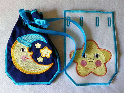 Moon and Stars Gift Bags for Boys Embroidery Machine Design