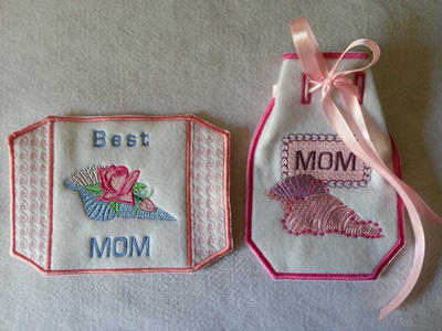Mothers Day Mug Rugs and Gift Bags Set Embroidery Machine Design