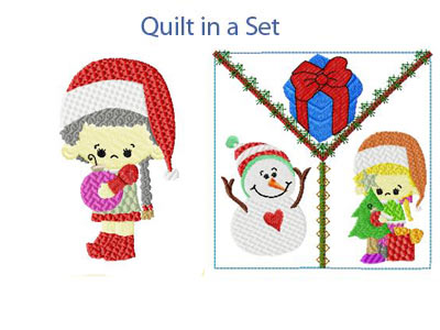 Christmas Ornament Girls Embroidery Machine Design