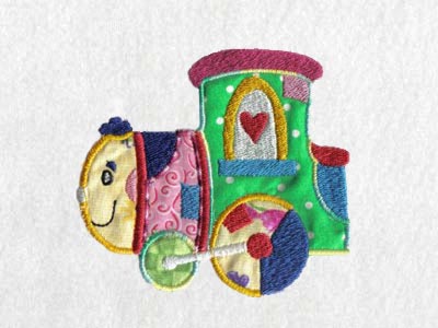 Applique Patchwork Train Embroidery Machine Design