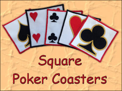 Poker Coasters Embroidery Machine Design