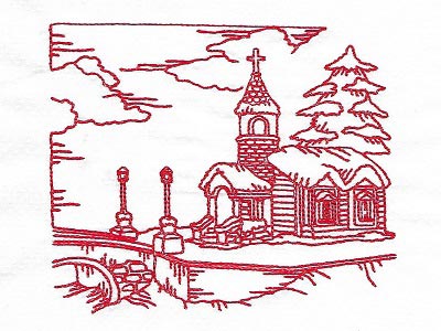 Quick Stitch Winter Village Embroidery Machine Design